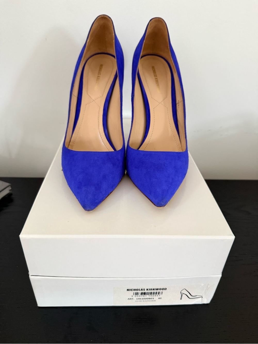 Nicholas Kirkwood Cobalt Suede Pointed-Toe Pumps